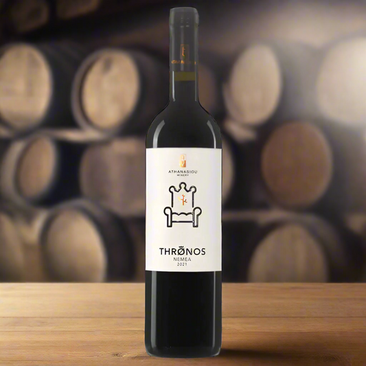 Græsk rødvin thronos Agiorgitiko, økologisk Athanasiou winery